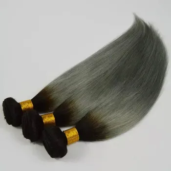 Sew In Human Hair Weave 1b Grey Ombre Hair Grey Fusion Peruvian