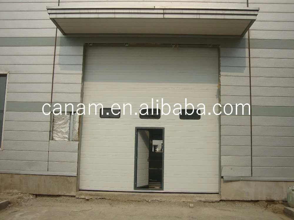 Color Steel Slat Sectional Industrial Sliding Door with Small Entry Door