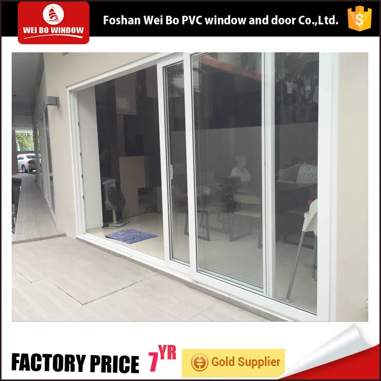 Large size french style sliding door upvc profile tempered glass door