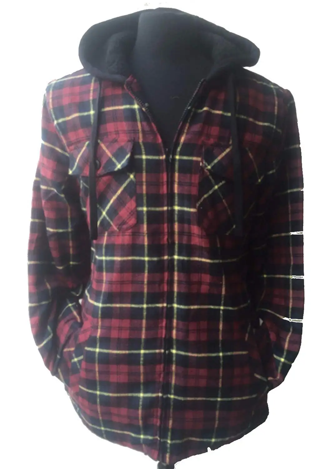 men's sherpa lined hooded flannel jacket