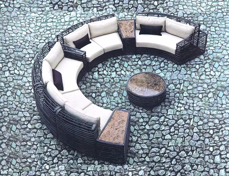 Cheap Wholesale Fashion Black Round Rattan With White Cushion Homebase