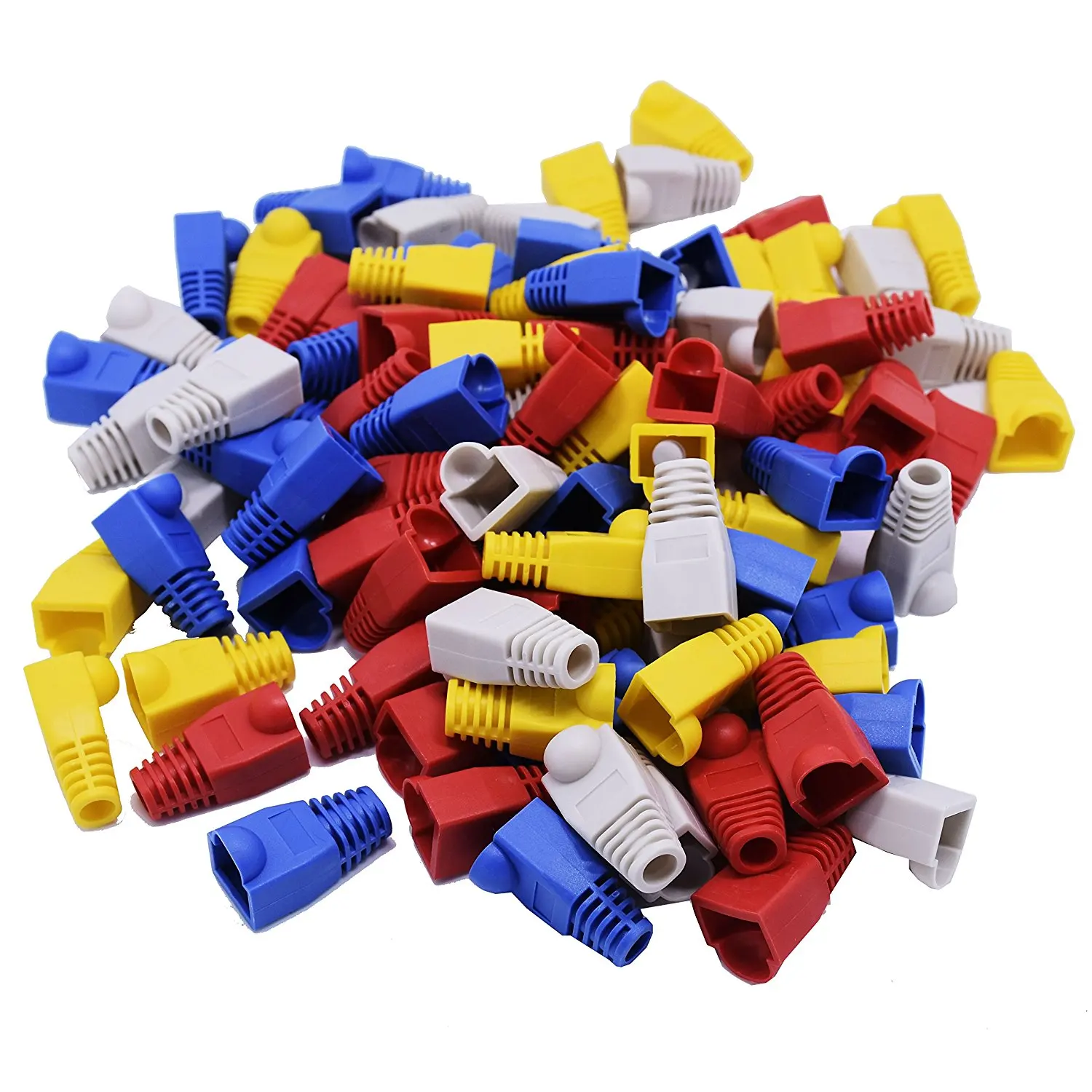 TOOTO 100 Pcs Mixed Color CAT5E CAT6 RJ45 Ethernet Network Cable Strain Relief Boots Cable Connector Plug Cover, Network Cable Boots Cap Cover