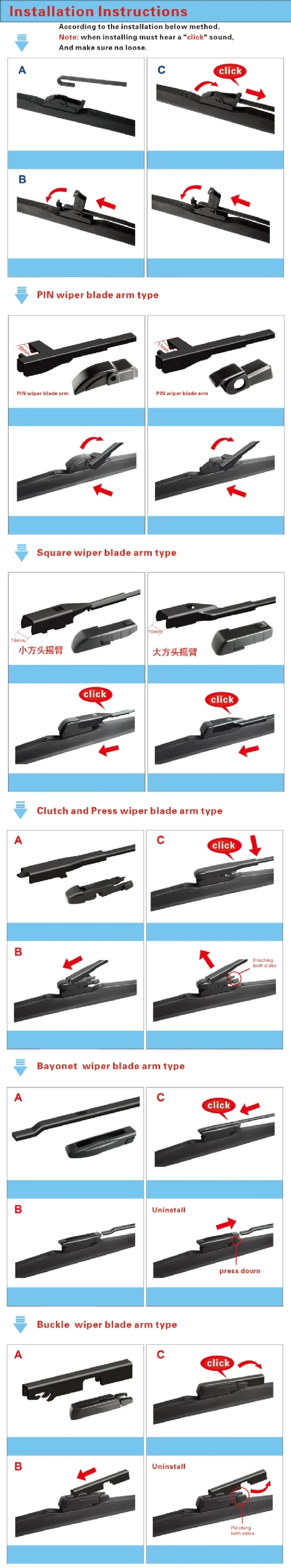 Latest Products In Market Snow Wiper Blade Hybrid Cars Wiper Blade Size