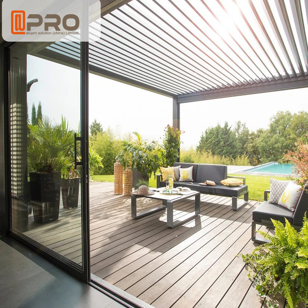 Aluminum Motorized Louver Roof Shutter With Remote Control Aluminum