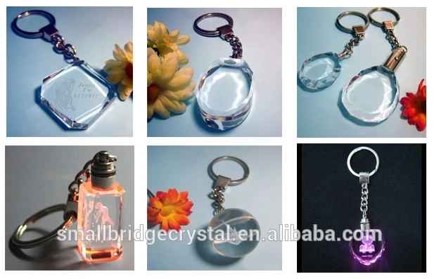 product personal photo 3d laser crystal keychain with led light-22