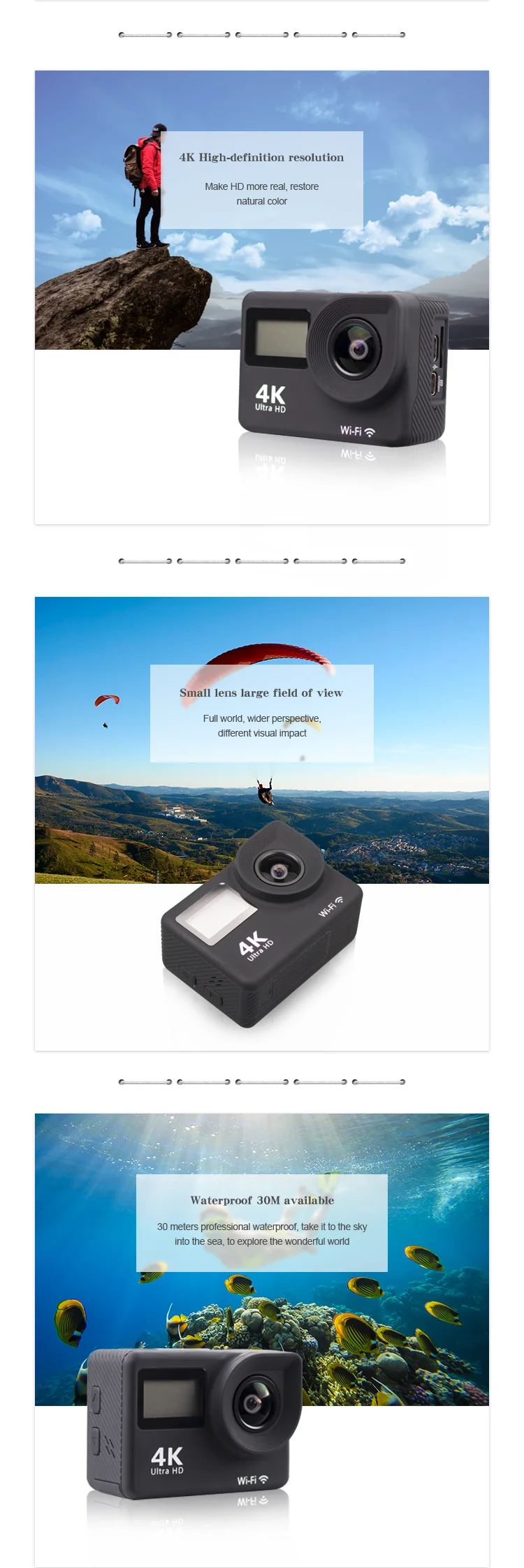 Good Quality New Waterproof 4K Wifi Action Camera For Outdoor