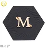 Custom embossed metal letter tag black pu leather label patch for bags