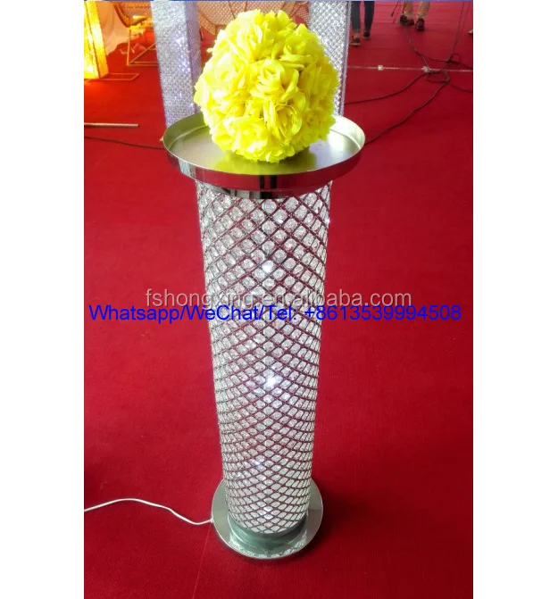 Lighted Gold Decorated Crystal Pillars For Weddings Buy Wedding