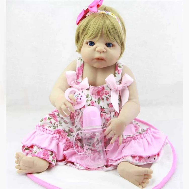 Gold Hair 22 Inch Reborn Baby Lifelike Full Silicone Vinyl Realistic ...