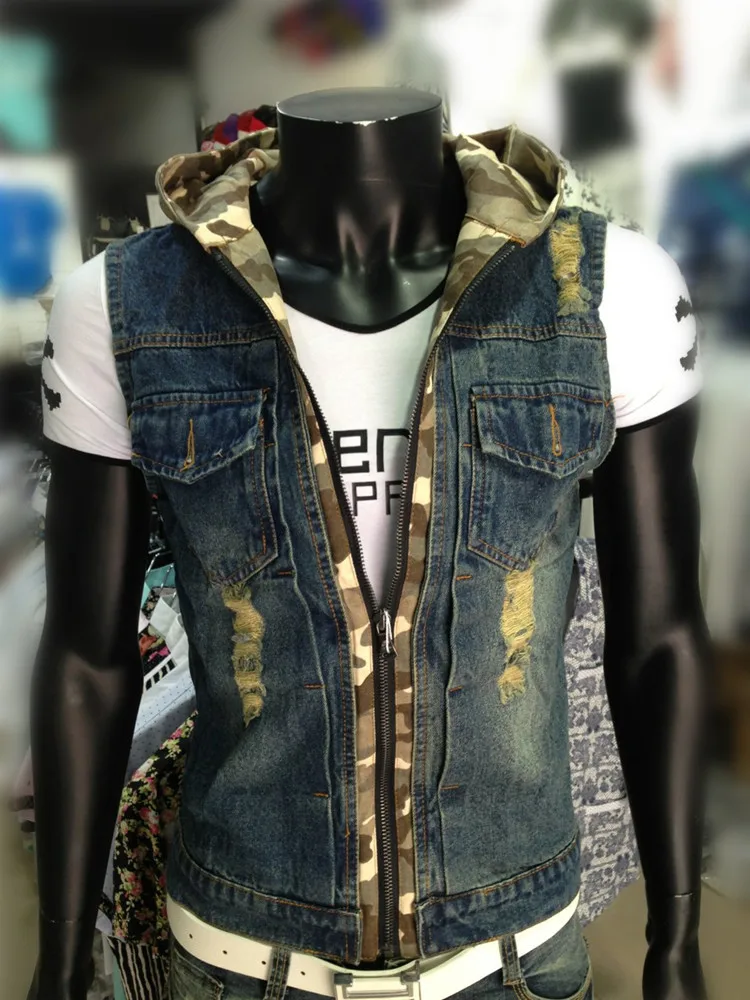 Sin Cuello De La Chaqueta De Mezclilla - Compra lotes