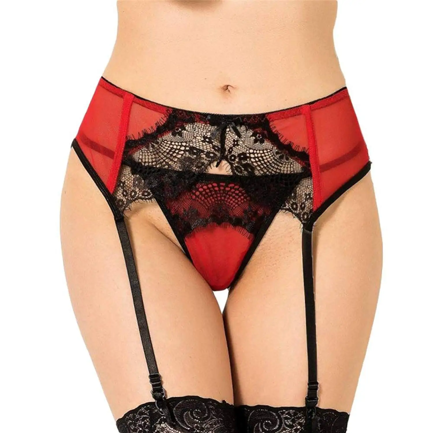 Красные трусики в чулках — photo 10