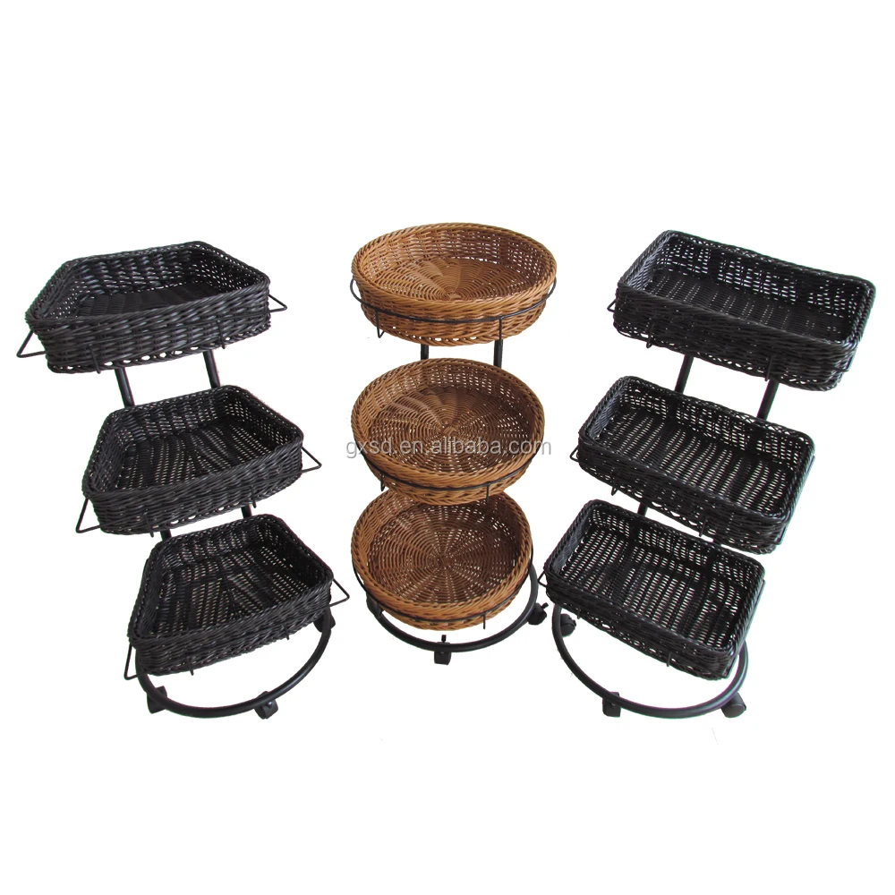 3 Tier Floor Fruit And Vegetable Stand Display Basket For