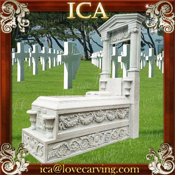 European Style Cemetery White Marble Tombstone With Flower Carved Buy