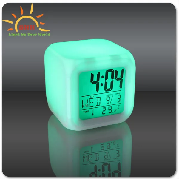 Led Color Changing Clock Wake Up At Night Light Up Alarm Clock For