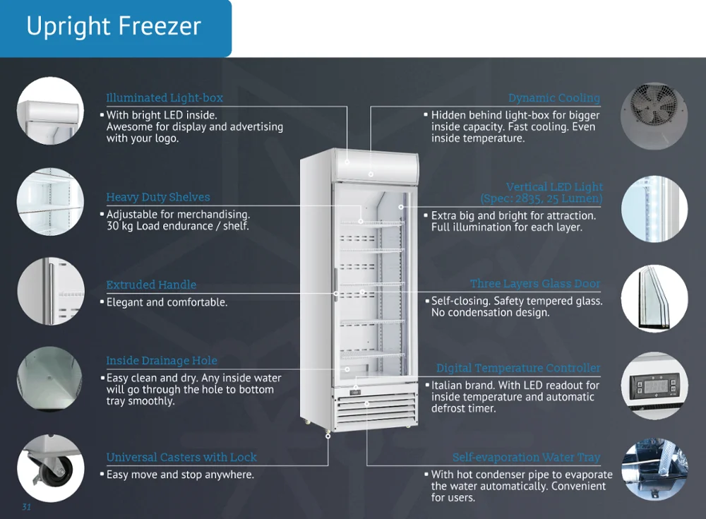 Auto Defrosting Upright Freezer Buy Gelato Popsicle Display