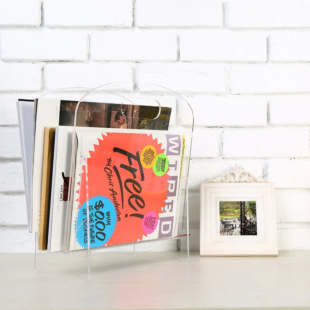 Freestanding Modern Clear A4 File Folder Holder Acrylic Magazine Holder