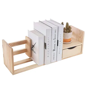 Natural Unfinished Wood Desktop Bookshelf Organizer Caddy Storage