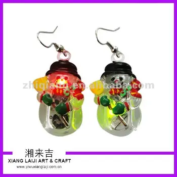 Christmas Snowman Led Flashing Earrings Light Up Christmas Snowman Led Flashing Earrings