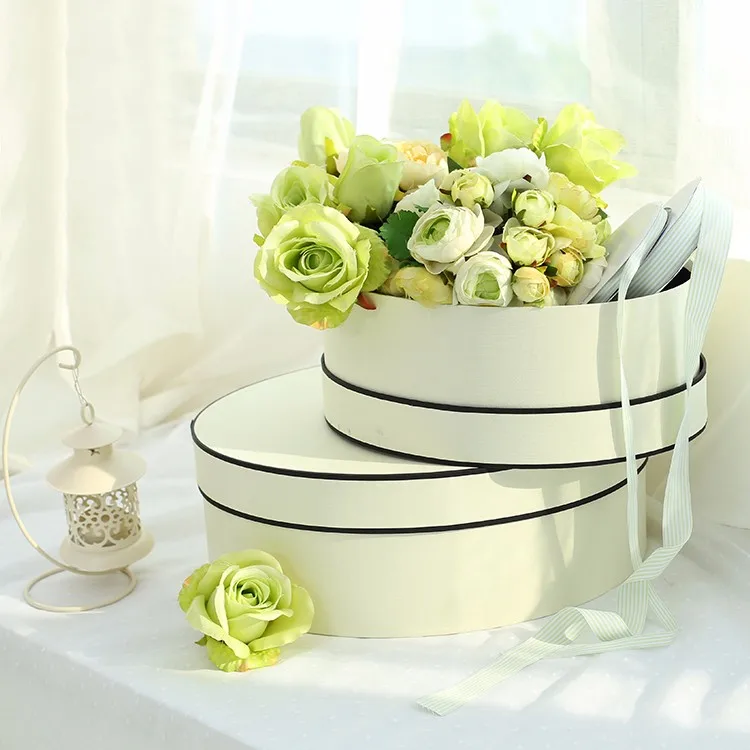 Round Box Wholesale/round Flower Box With Lid Ribbon Handle Buy