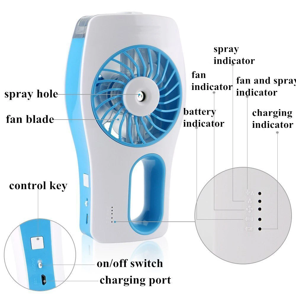 Portable Handheld Usb Mini Misting Fan With Personal Cooling Humidifier