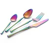 Wedding Metal Gold Plated Dinnerware Personalized Steel Rainbow Cutlery Set