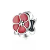 Jewelry Beads Thailand Sterling Silver enamel Flower beads charm 8x9mm Hole: 5mm 427339