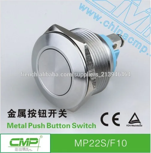 Câble 22 mm SW Bouton Poussoir DEL Bleu comme Interrupteur alu étanche ip67 M