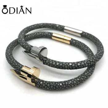High Quality Jewelry Whole Luxury Bracelet Mens Grey Stingray High Quality Jewelry Whole Luxury Bracelet Mens Grey Stingray And Python Leather Nail