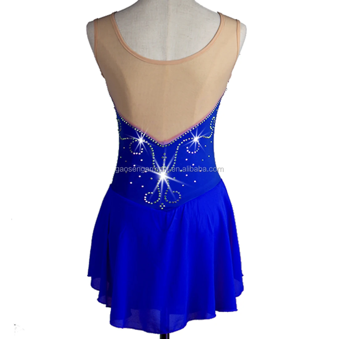 Dark Blue Women's And Girls Performance Figure Skating Dress Rhinestone ...