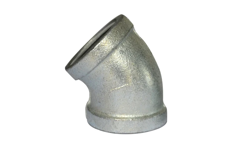 热卖银铁水过滤器配件 45 度管弯头冷镀锌 45 度弯头管件