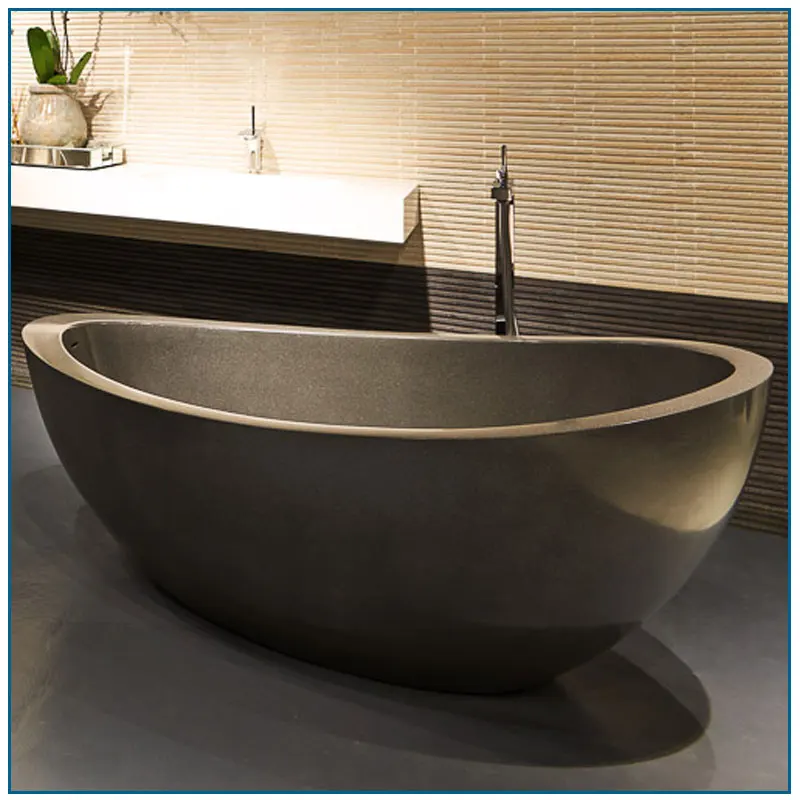 Cultured Black Marble  Stone Round Tub  For Sale Buy 