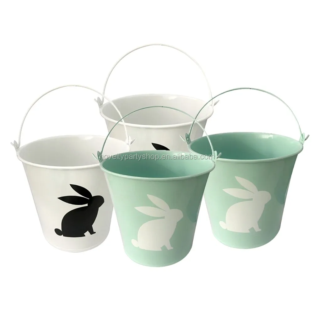 Medium Galvanized Metal Pails Colour Printing Easter Bucket Easter