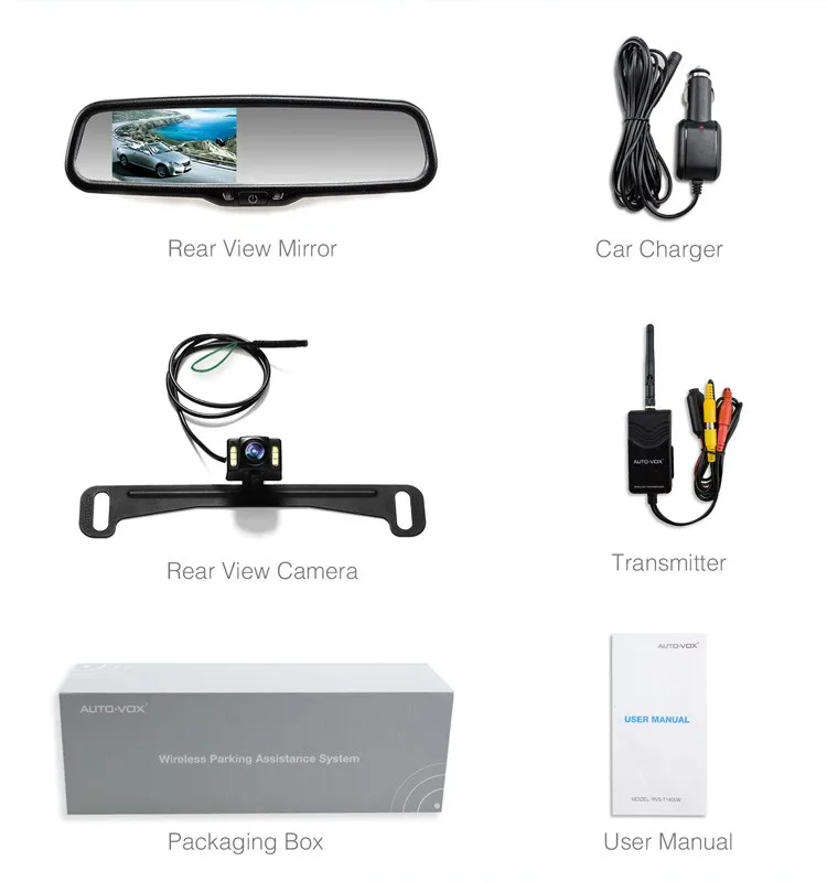 2.4g Wireless Car Rear View Camera Kits With 4.3inch Mirror Monitor