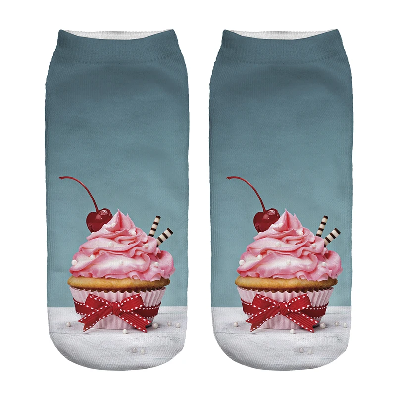 Free Shipping Hot Sale 3D Socks Pink Cherry Pattern Cozy Socks Thin Comfortable Socks