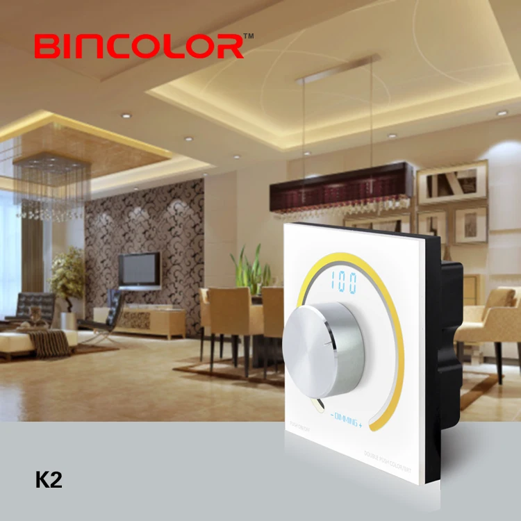DC 12V wall mount glass rotary panel turnable white PWM dimmer led cct controller