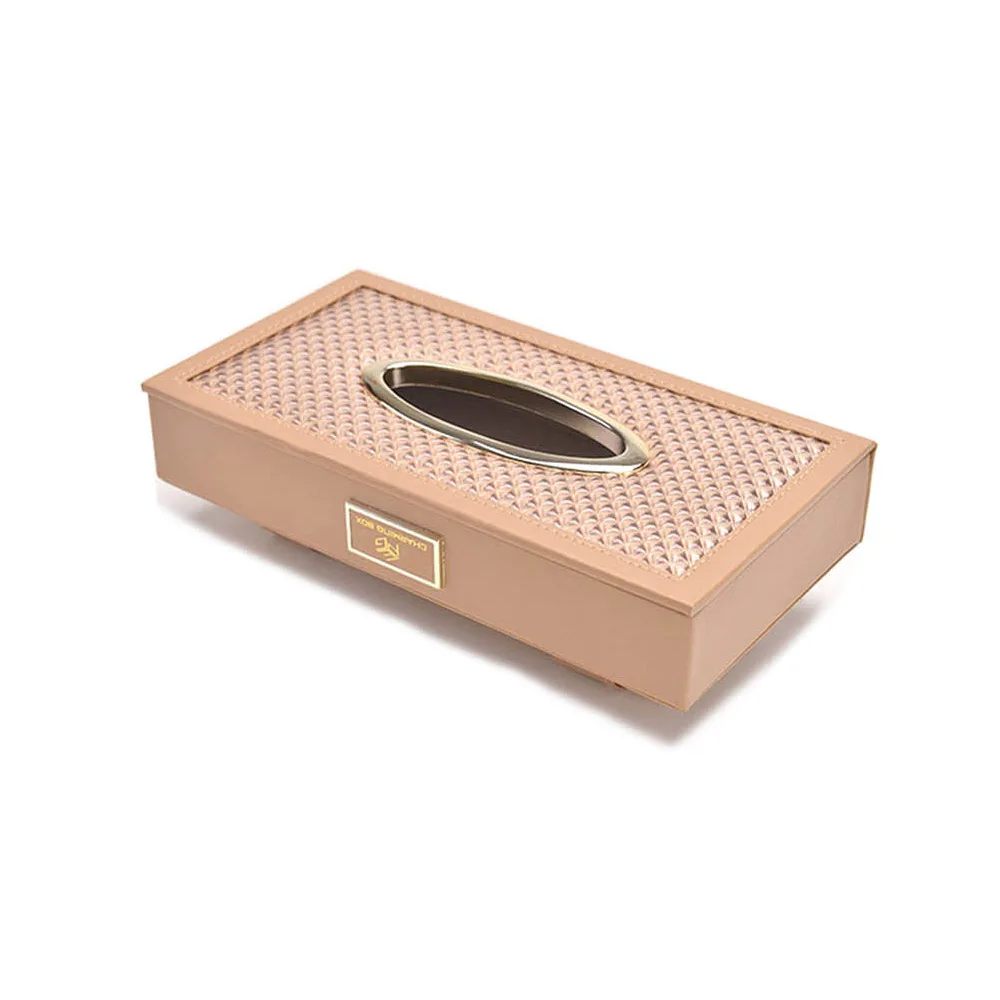 Fancy rectangle custom leather container tissue box