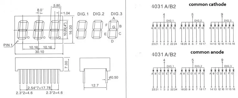 0.4' 3 digit led numeric display