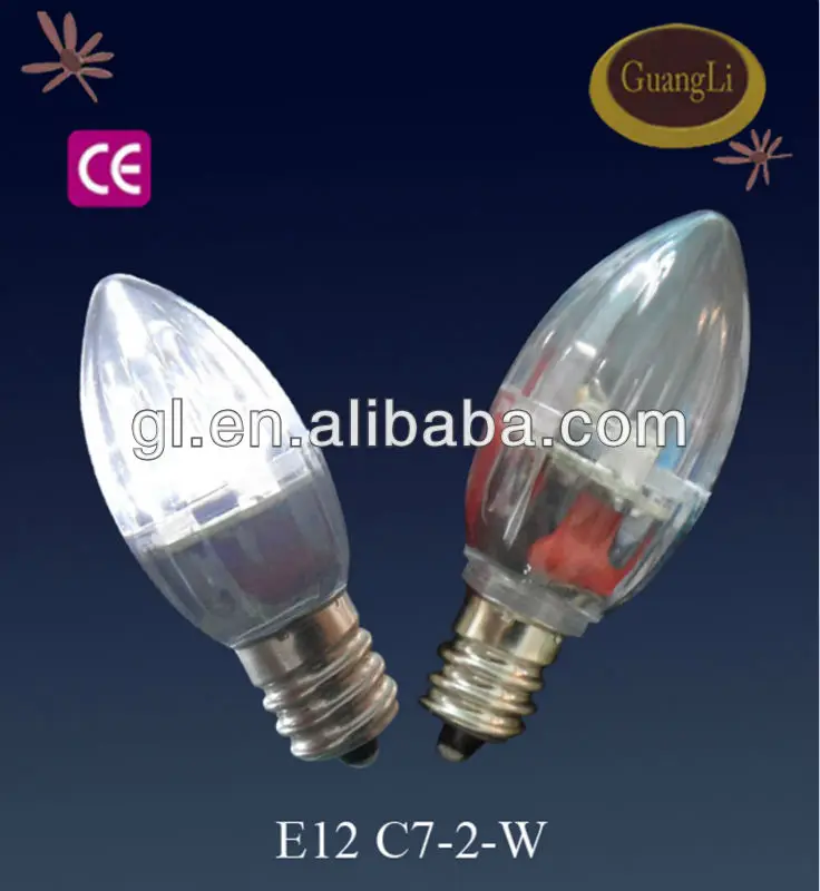 Christmas night light olive shape E12 E14 led light color bulbs C7 - 2 colorful 4 pcs LED