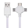Fast Charging White 1m 24awg Flat 3 in 1 8pin/USB Type C and Micro USB Data Cable