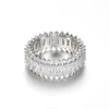 Luxury Design Full Diamond Silver Finger Ring Colorful Rectangle Diamond Stone Ring Designs For Men Women