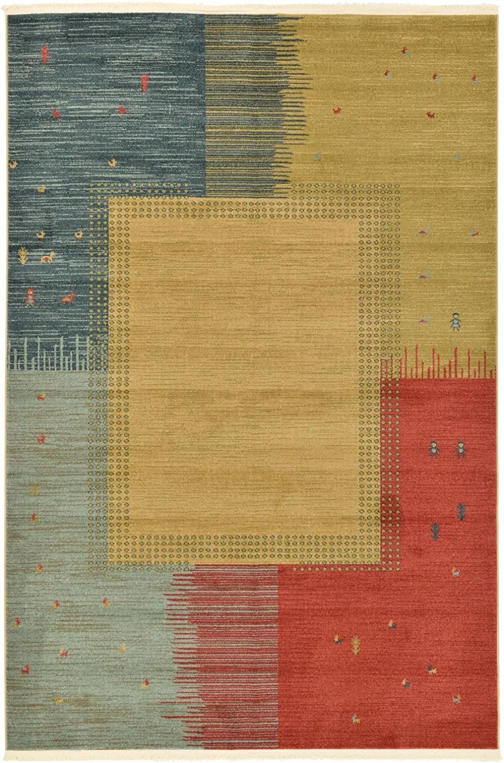 A2Z Rug 6-Feed-by-9-Feed Gabbeh Collection Area Rug - Tan Modern & Traditional rugs for living room - rugs for dining room & bedroom - Floor Carpet