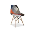 Modern Patchwork Retro Fabric Wood Legs Dining Chair