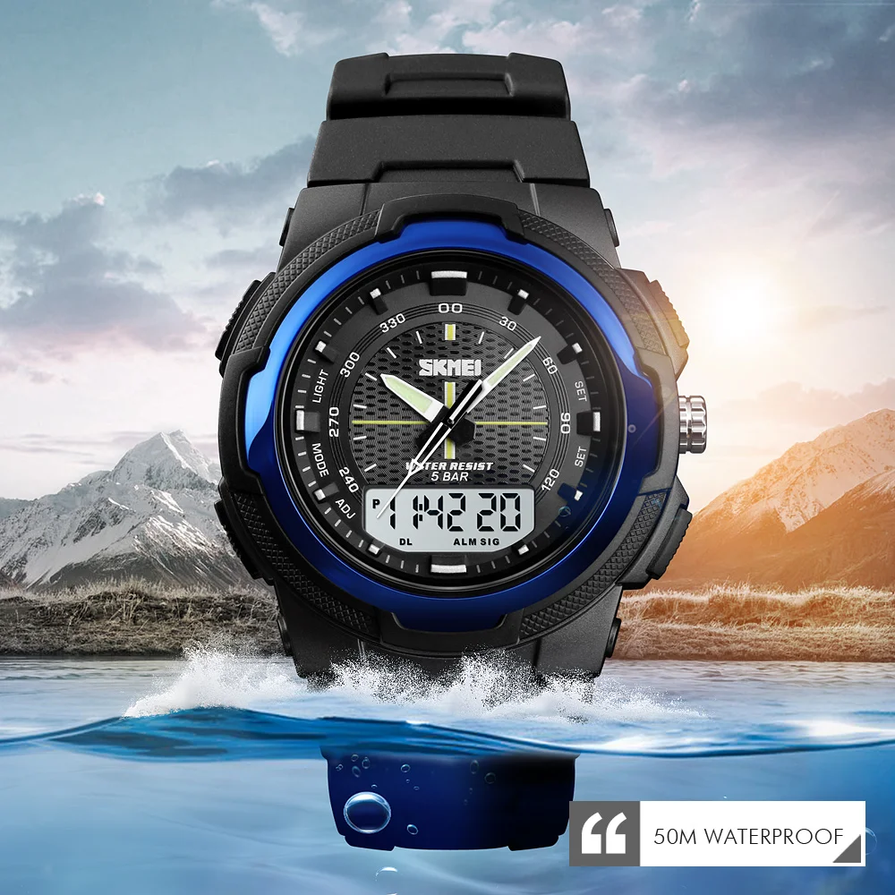 Wholesale price digital watch japan movement china case dual time analog watch 