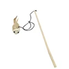 2019 interactive wooden linen mouse funny cat stick Pettoy pet products source manufacture new toys for teasing and scratching
