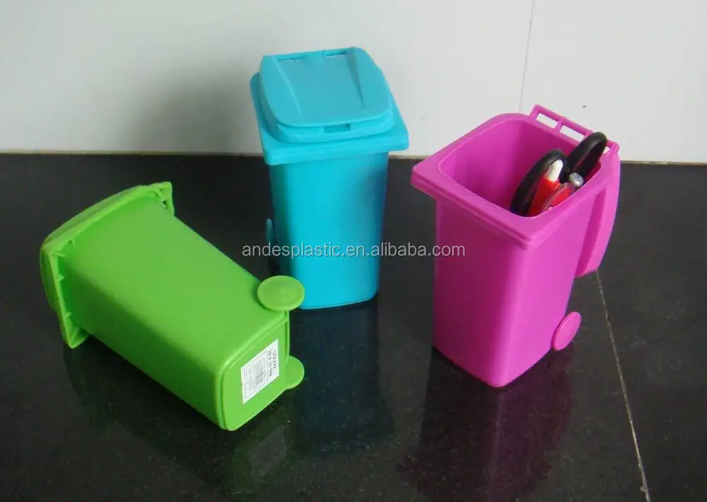 Promotion Gift Plastic Wheelie Bin Desk Tidy Plastic Mini Desktop