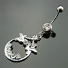 Sexy Crazy Clear Crystal Birds Shape 316L Stainless Steel Chain Dangle Belly Ring Navel Piercing Body Jewelry