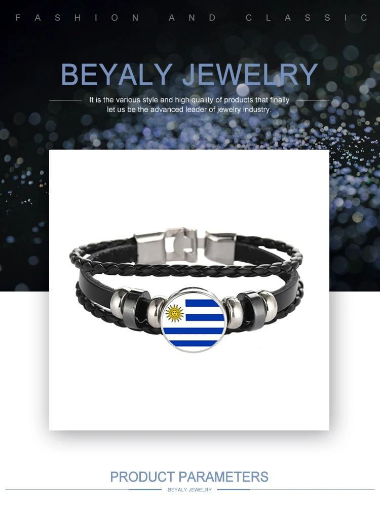 product-Men New Stainless Steel Ankle Bracelet, Uruguay Flag Bracelet-BEYALY-img