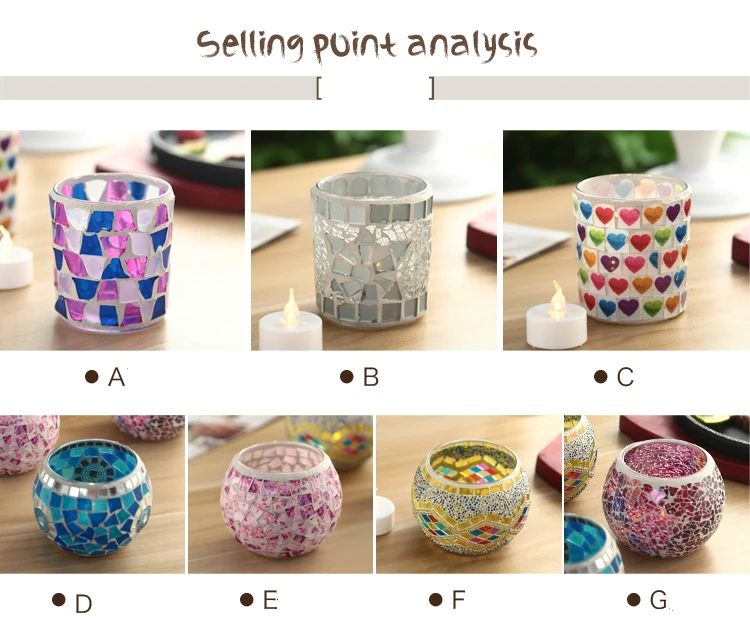 Unique turkish handmade glass mosaic candle holder for home decoration and wedding