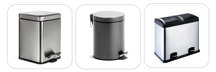 Modern Design Stainless Steel Desktop Trash Can With Swing Lid Automatic Springback