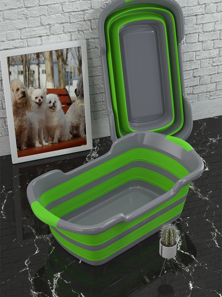 Baby Shower Portable Silicone Pet BathTub Bath Accessories Baby Folding&Non xh 